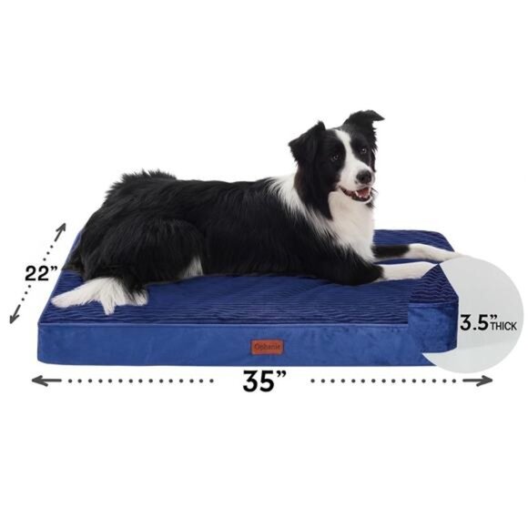 Navy Orthopedic Dog Bed Large Dogs Non-Slip Bottom Waterproof Size(35"x22"x3.5") - Picture 2 of 7